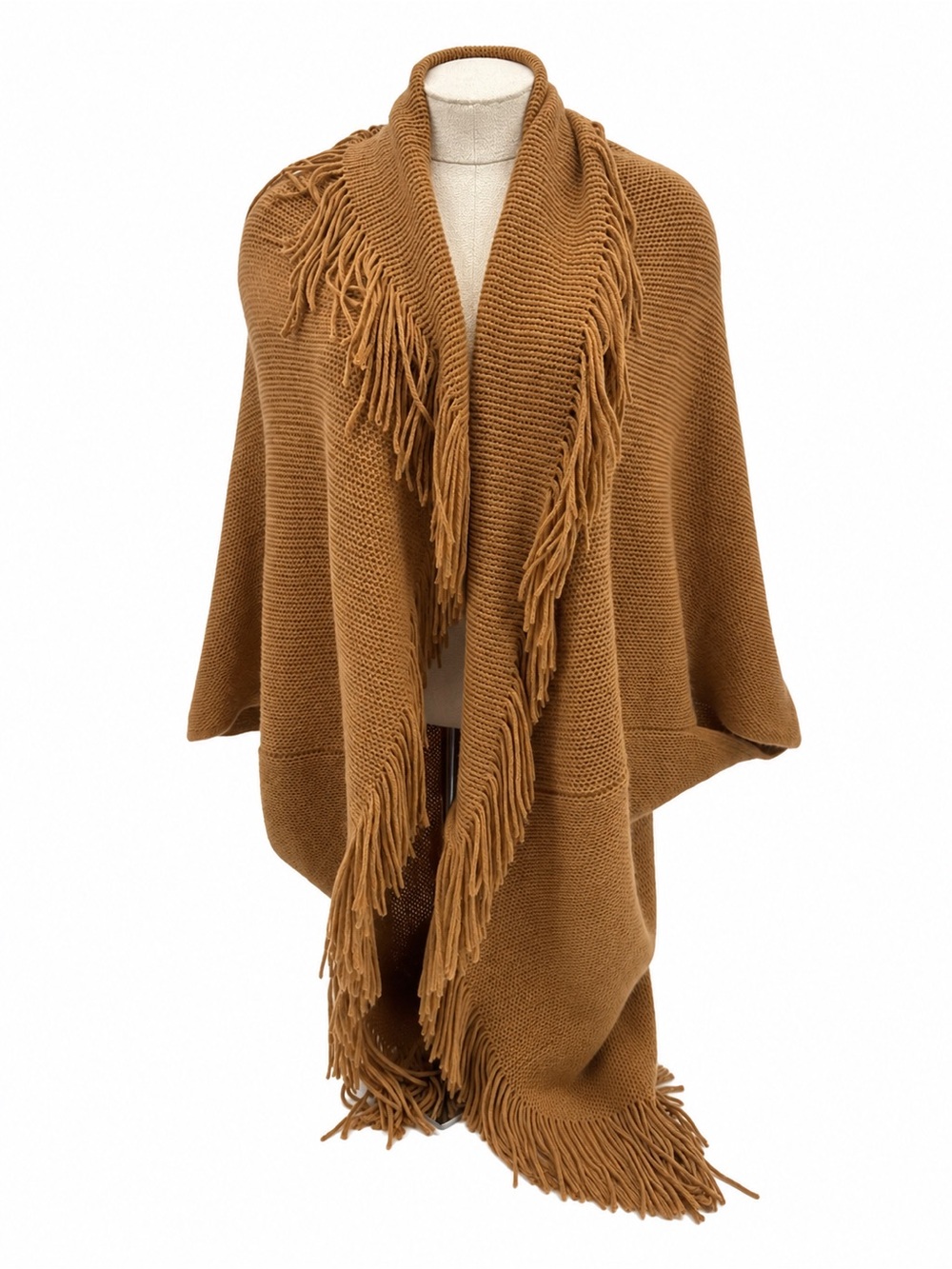 Marvelush Layers by Lizden Camel Fringe Open Cardigan One Size Boho Duster
